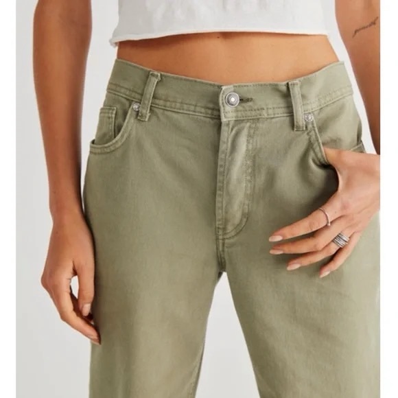 Free People Maggie Mid Rise Straight Jeans in Moss - Picture 3 of 11